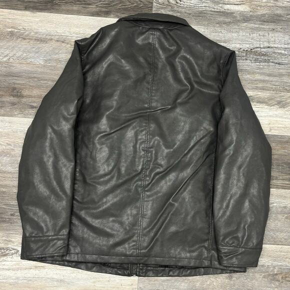 Dockers Gray Mens 2XLT Faux Leather Diamond Quilt Lined Zip Up Bomber Jacket EUC - Picture 2 of 9